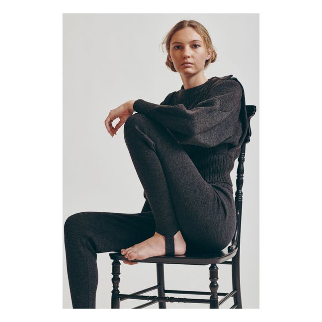 Jogger Etrier en Maille Mérinos Mina - Collection Femme  | Charbon