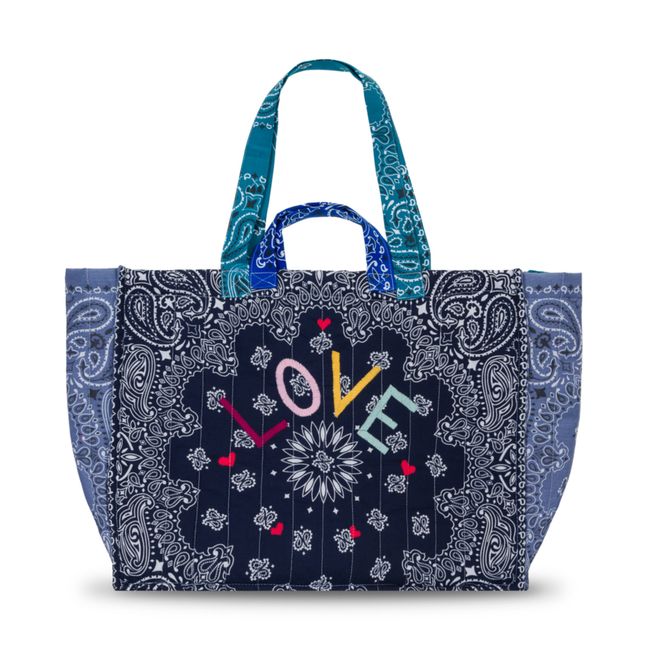 Maxi Quilted Tote Love | Blue