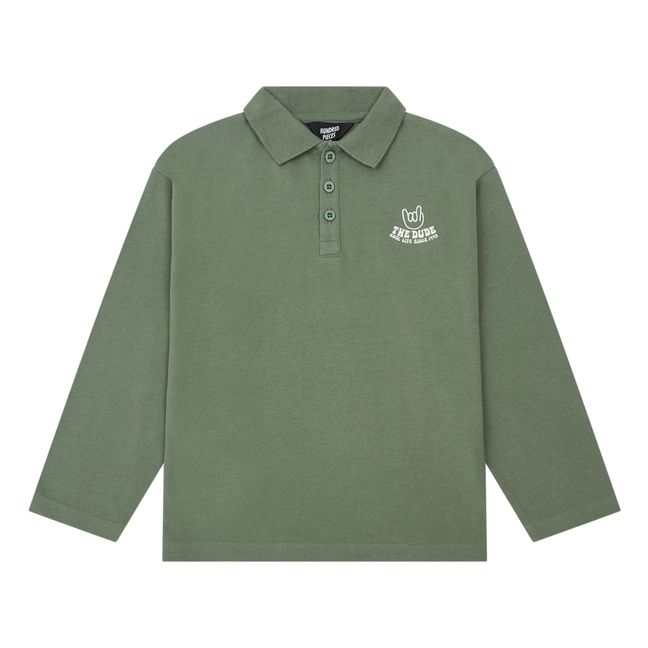 Long-sleeved polo shirt in organic cotton | Green