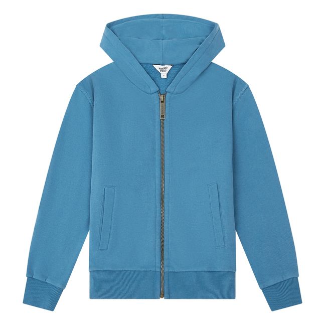 Hoodie Zippé Coton Bio | Bleu gris