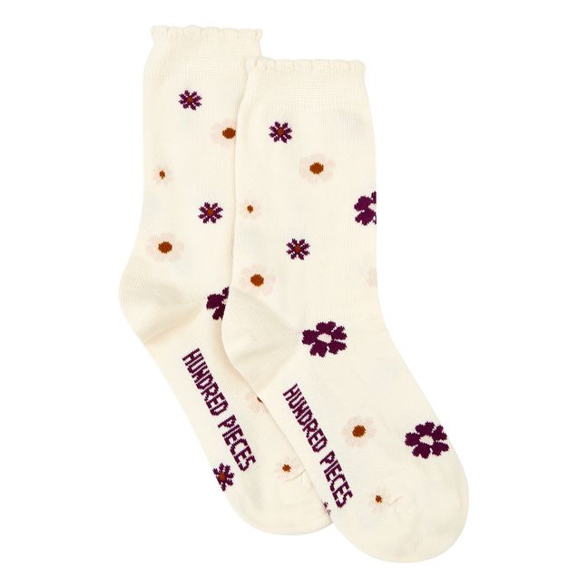 Socken Blossom | Grauweiß