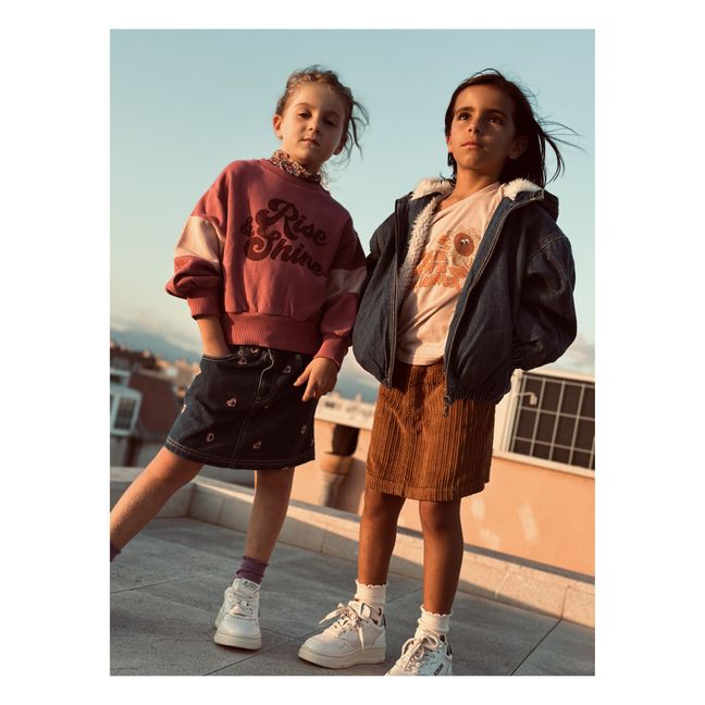 Gonna corta ricamata in denim | Denim