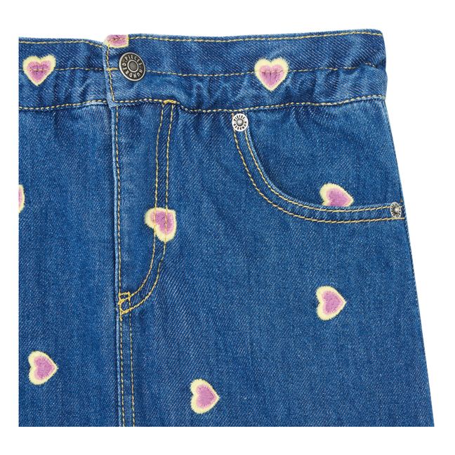 Jupe Courte Brodée Denim | Bleu jean