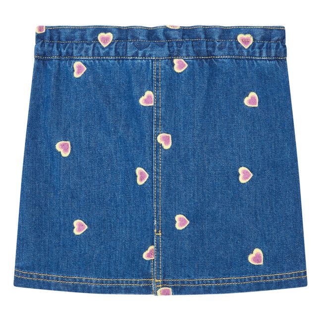 Denim Embroidered Short Skirt | Denim blue
