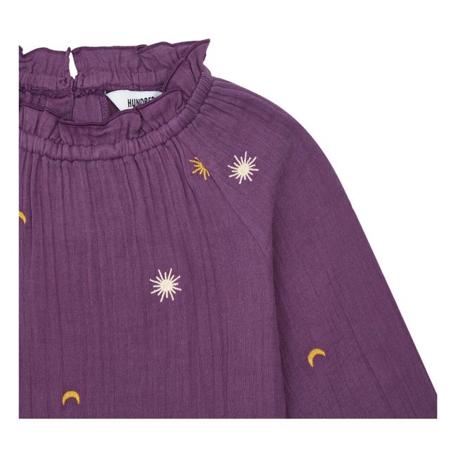 Blouse Brodée Gaze de Cotton Bio | Mauve