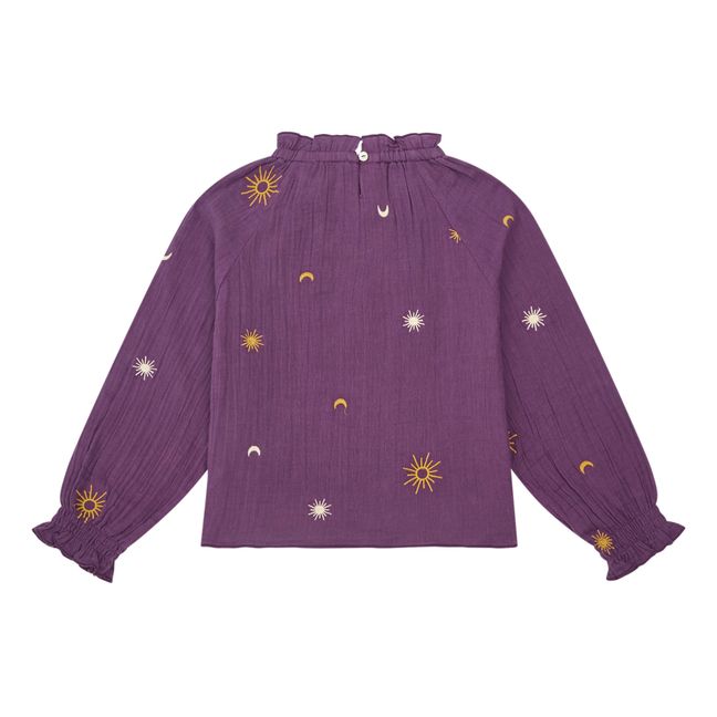 Blouse Brodée Gaze de Cotton Bio | Mauve