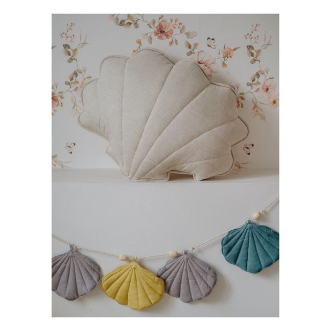 Linen shell cushion | Beige