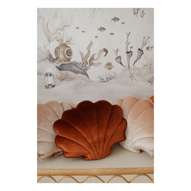 Coussin Coquillage en velours | Terracotta