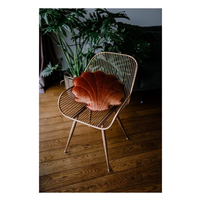 Velvet shell cushion | Terracotta