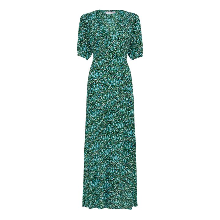 Faithfull The Brand Robe Las Mayas Midi Bleu Vert Smallable