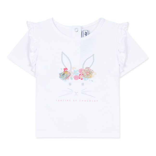 Rüschen-T-Shirt Kaninchen | Weiß