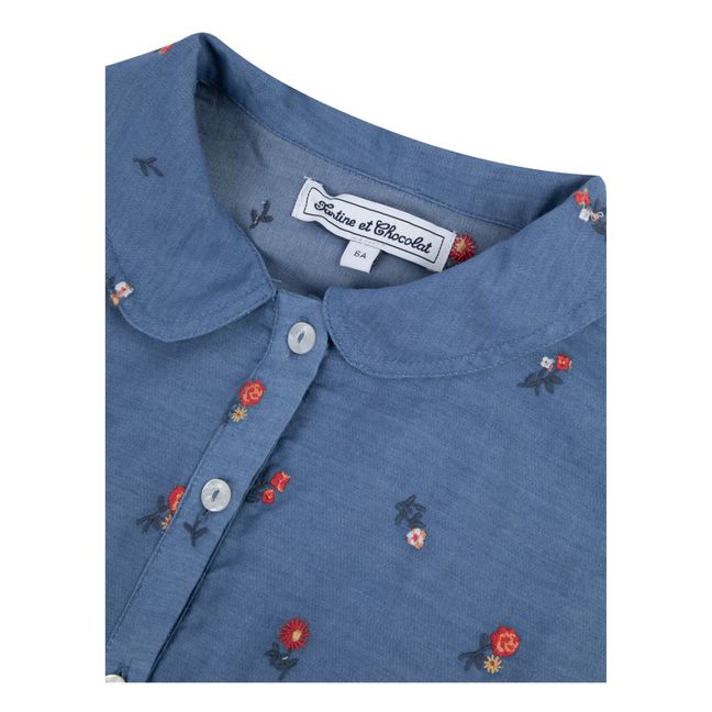 Flower Embroidered Jumpsuit | Blue