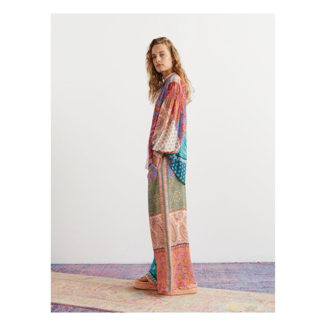Pantalones de seda patchwork Kaleido | Rosa