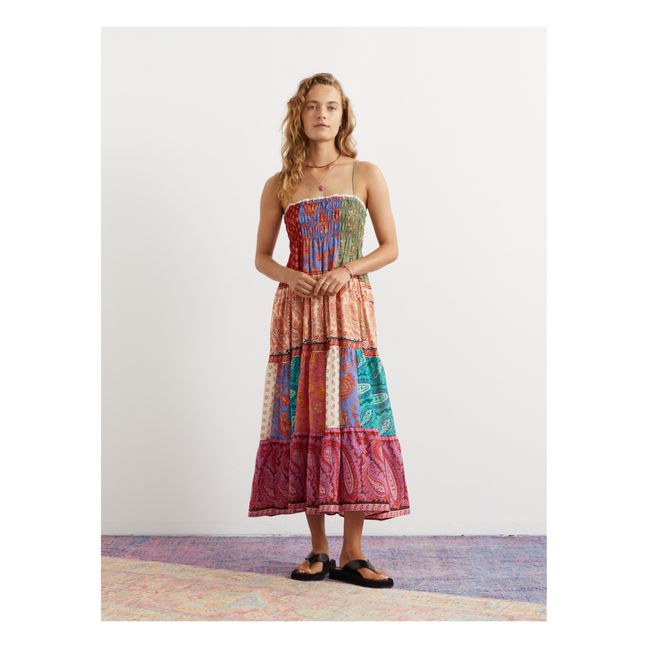 Kaleido - Maxi abito in lino patchwork | Rosa