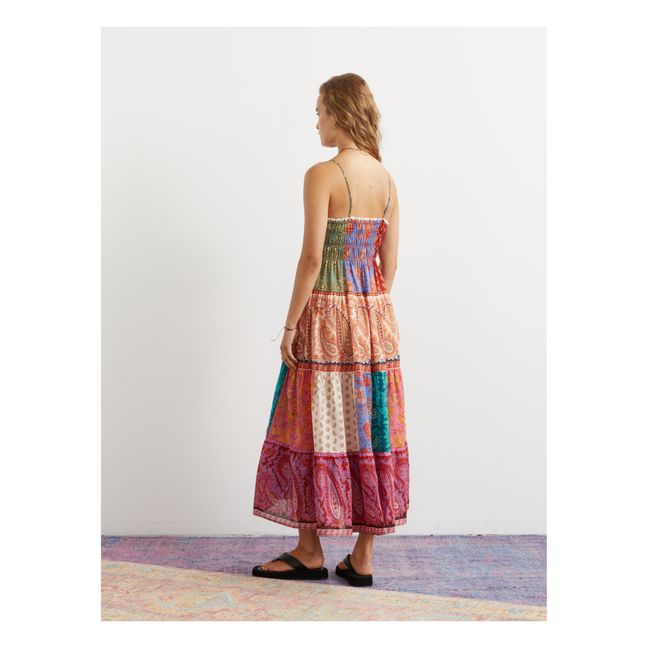 Kaleido - Maxi abito in lino patchwork | Rosa