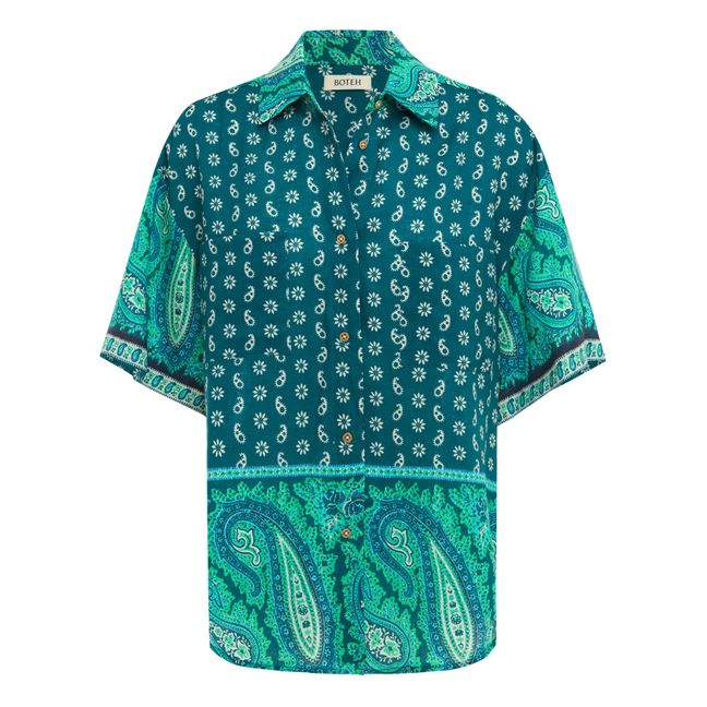 Camisa de lino Elba Boy | Verde esmeralda