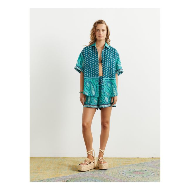 Camisa de lino Elba Boy | Verde esmeralda