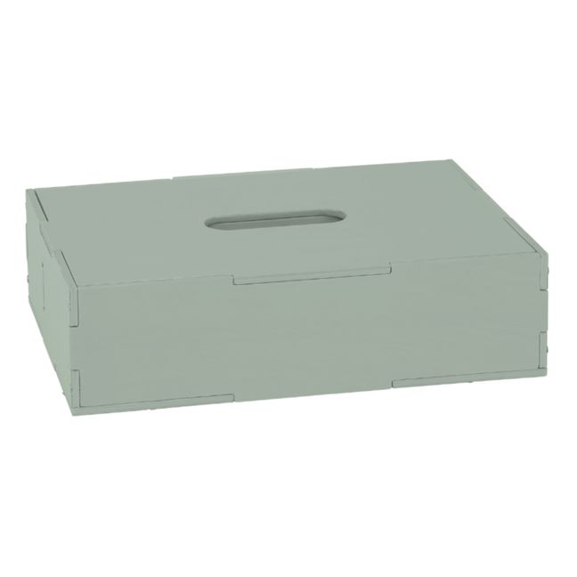 Storage box with wooden lid | Olive green