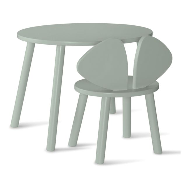 Birch Mouse Table and Chair | Olive green