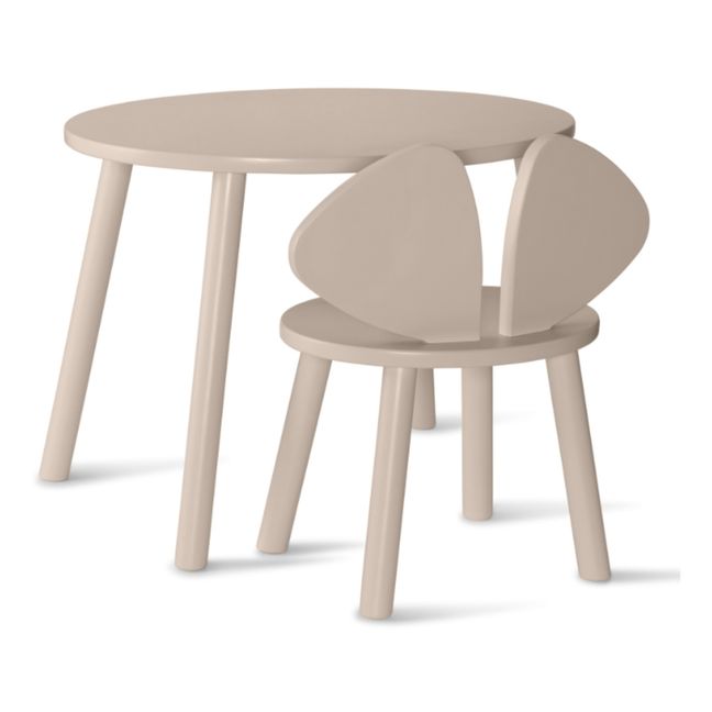 Tisch und Stuhl Maus aus Birke | Beige