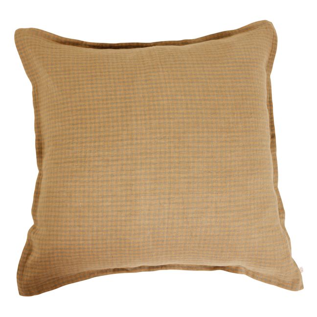 Gingham washed linen pillow case | Gris soie