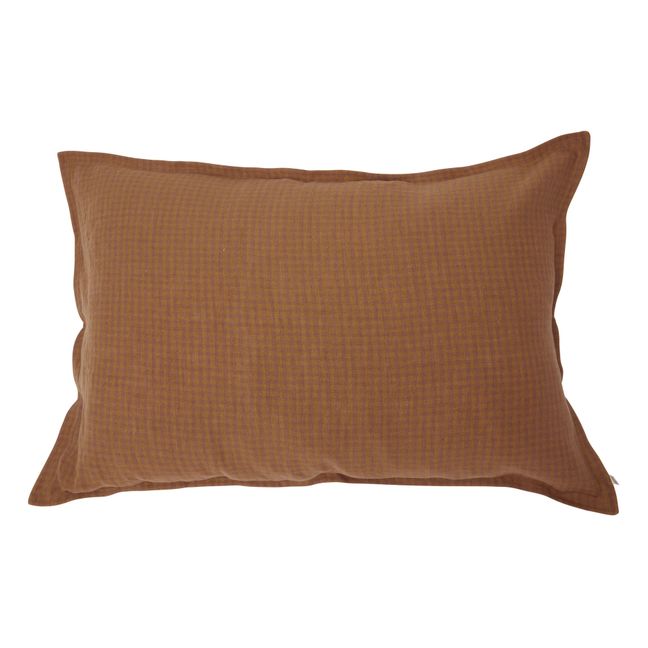 Taies d'oreiller en lin lavé vichy - Set de 2 | Vieux Rose