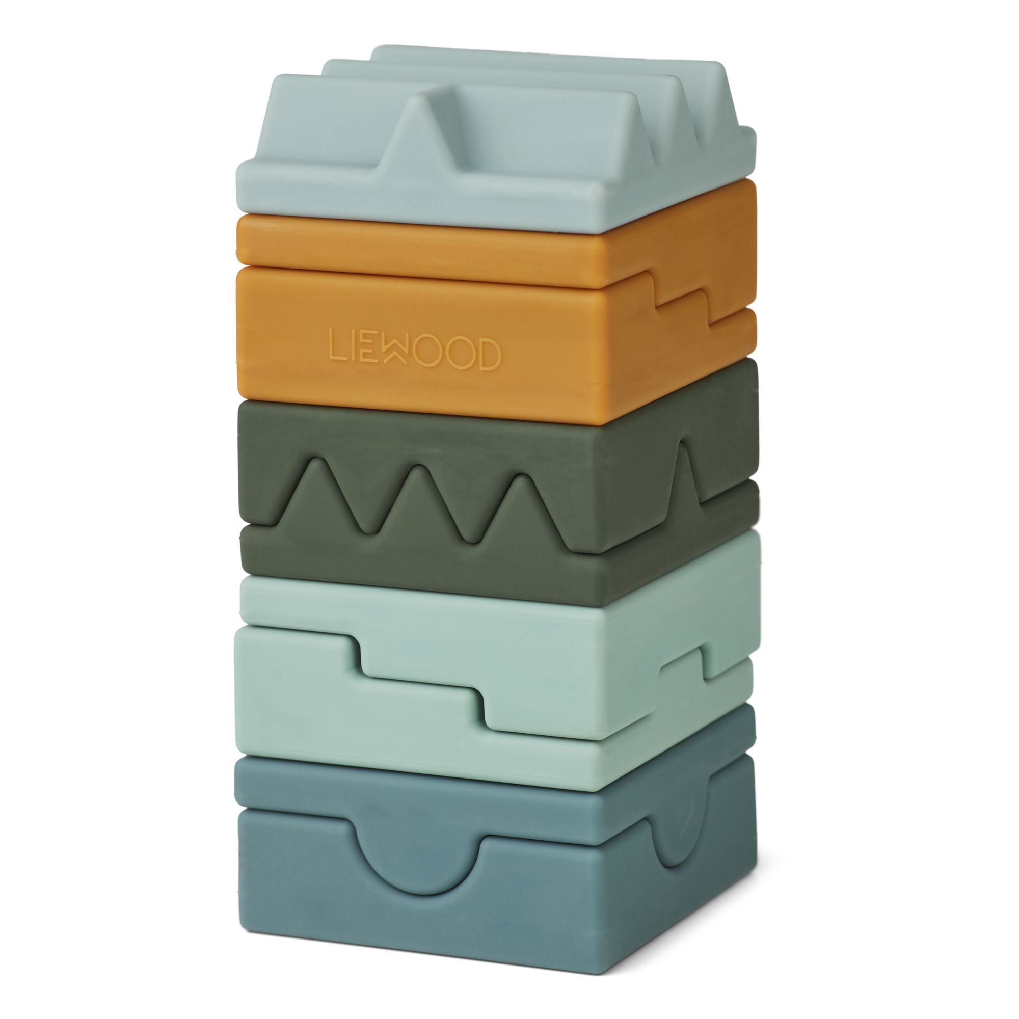 Liewood - Mini blocs de construction en silicone Pierce - Set de 16 - Vert  de gris