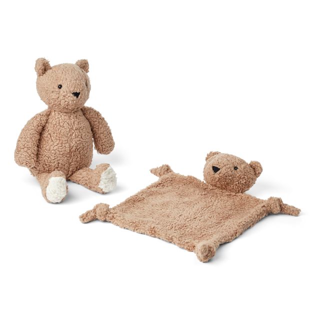 Kuscheltier aus Bio-Baumwolle Ted  - 2er-Set | Beige
