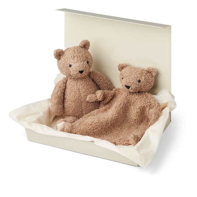 Kuscheltier aus Bio-Baumwolle Ted  - 2er-Set | Beige