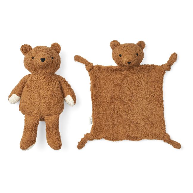 Doudous en coton bio Ted - Set de 2 | Caramel