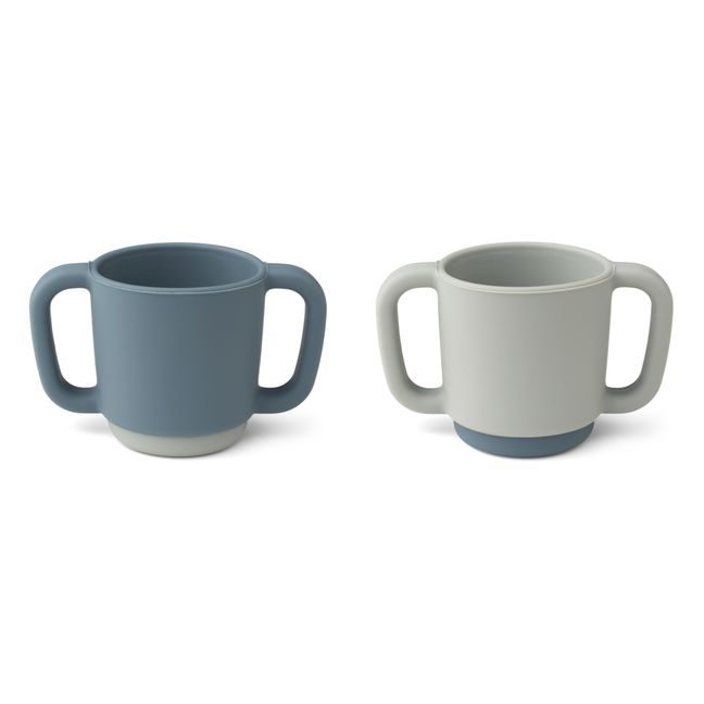 Tasse d'apprentissage Alicia en silicone - Set de 2 | Bleu