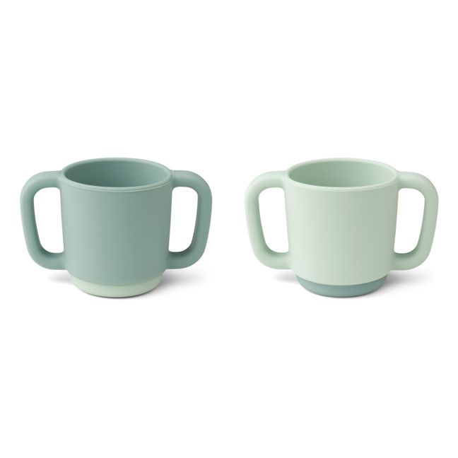 Tasse d'apprentissage Alicia en silicone - Set de 2 | Bleu gris