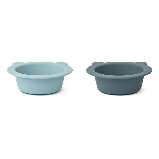 Peony Silicone Non-Slip Bowls - Set of 2 | Blue