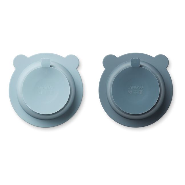 Peony Silicone Non-Slip Bowls - Set of 2 | Blue