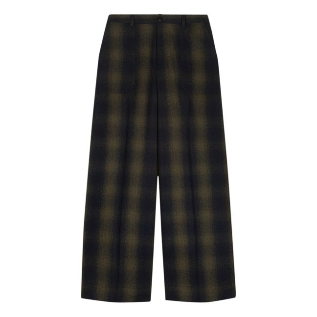 Pantalones de franela de lana Oliver Carreaux | Verde Kaki