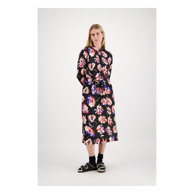 Maxivestido con estampado de satén Memphis | Negro