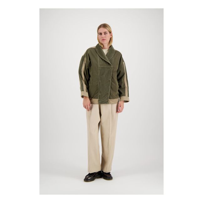 Giacca viola con pannelli in velluto | Verde militare