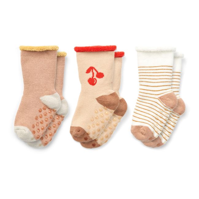 Pack of 3 Eloy Non-Slip Socks | Pale pink