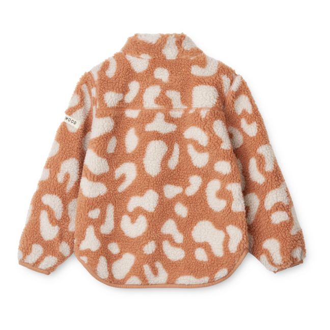 Nolan Leopard Fleece Jacket | Peach