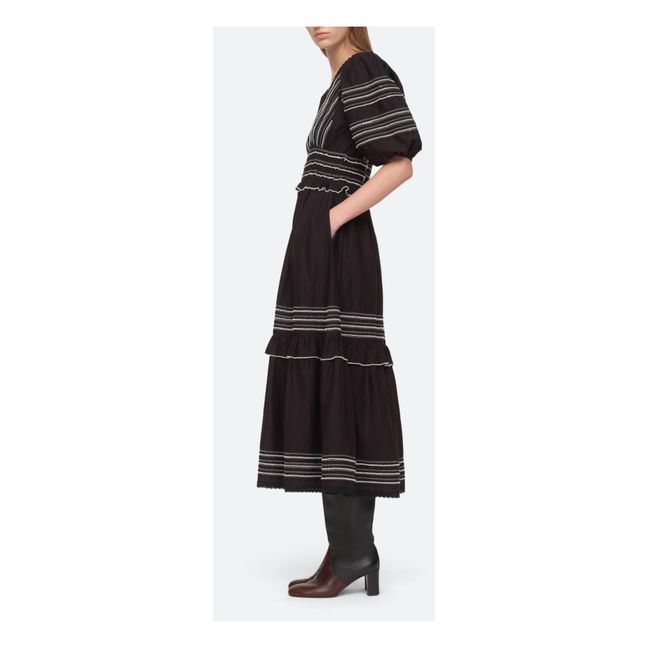 Mable Cambric Midi-Kleid | Schwarz