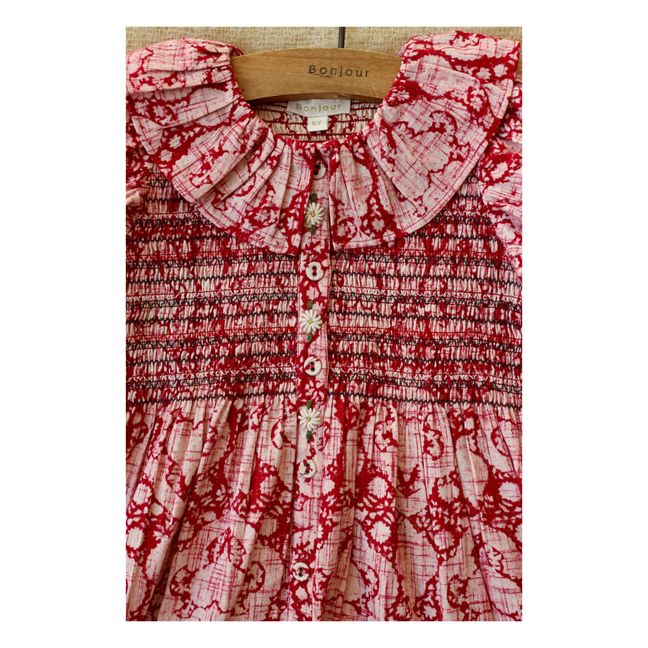 Robe Fleurie Brodée  - Collection Noël -  | Rouge