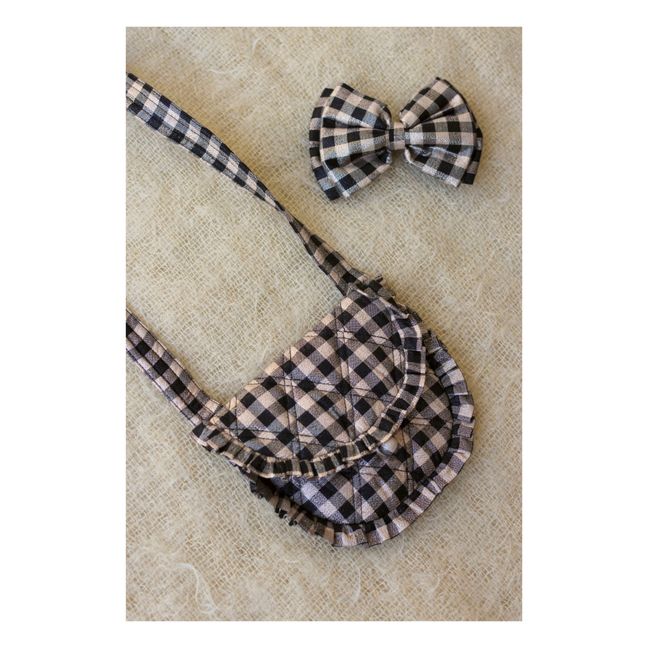 Bag + Bow Barrette Lurex Vichy - Christmas collection  | Beige