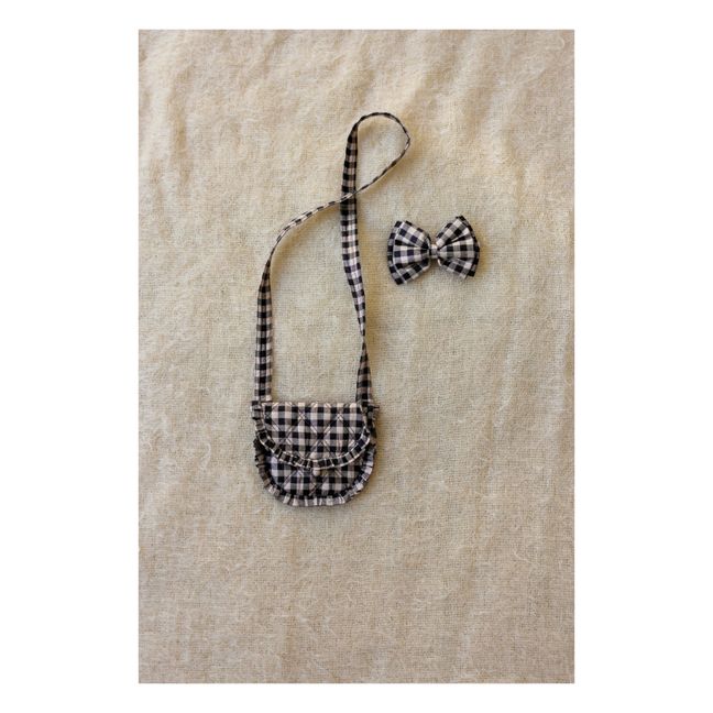 Sac + Barrette Nœud Lurex Vichy - Collection Noël -  | Beige