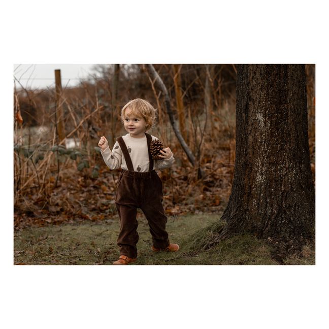 Pantalon Velours à Bretelles | Chocolat