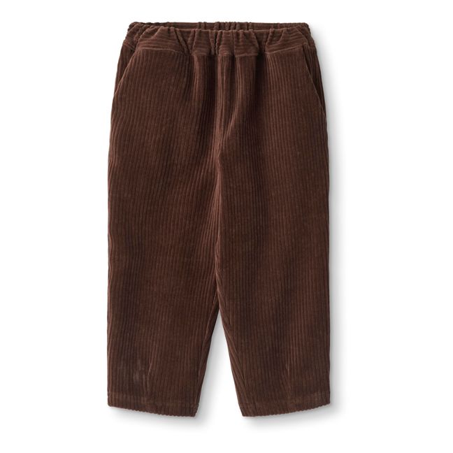 Pantalon Velours à Bretelles | Chocolat