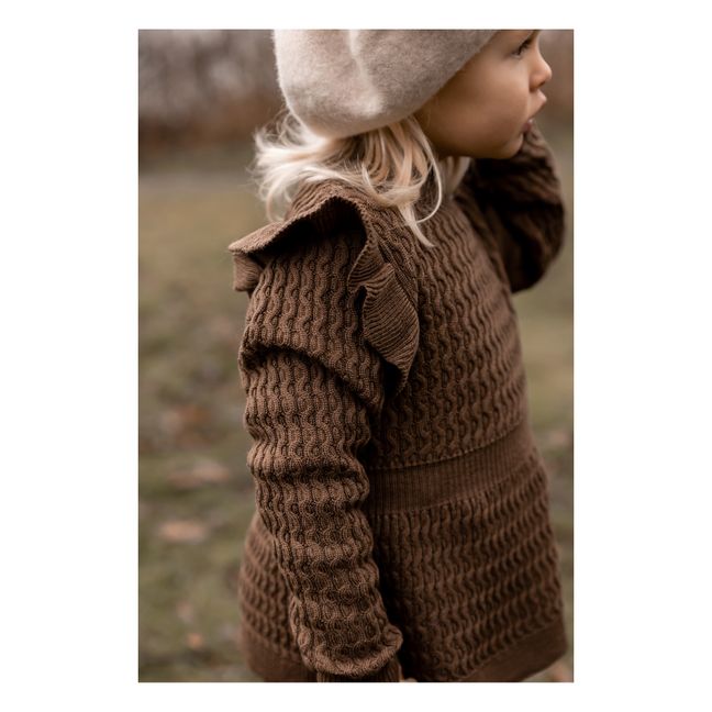 Kiki Merino Wool Ruffle Sweater | Chocolate