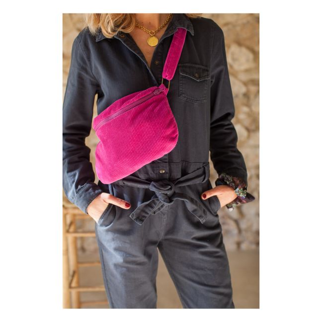 Gürteltasche aus Baumwolle und geripptem Samt - Damenkollektion - -. | Fuchsie