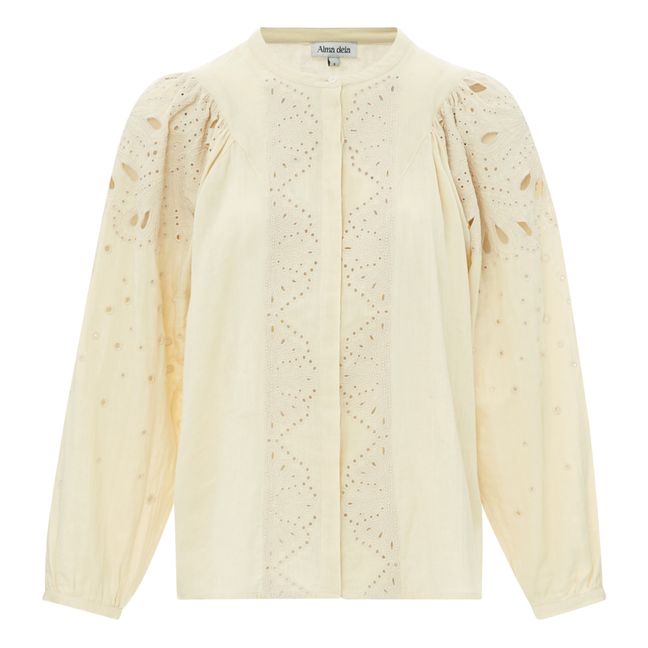 Blouse brodée gaze de coton bio | Blanco Roto