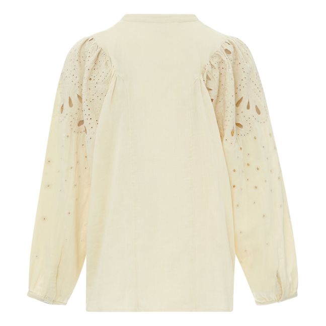Blouse brodée gaze de coton bio | Blanco Roto