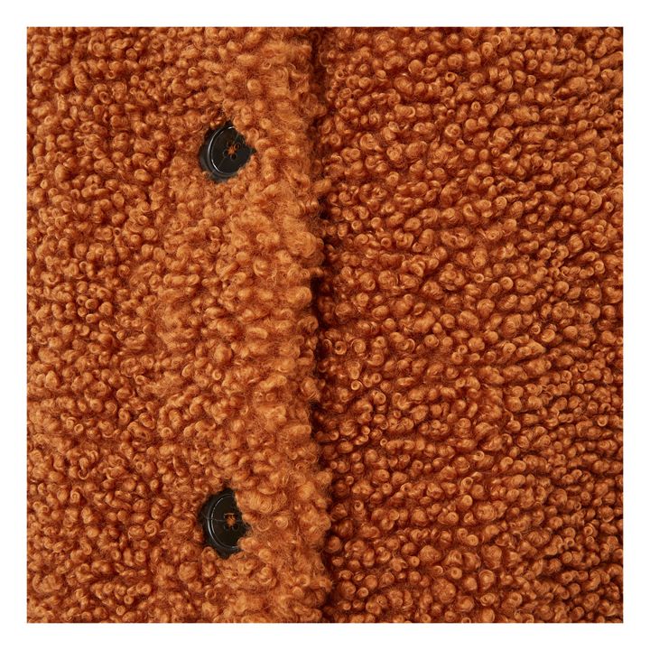 Giacca con bottoni in sherpa a forma di scatola | Rosso mattone- Immagine del prodotto n°3